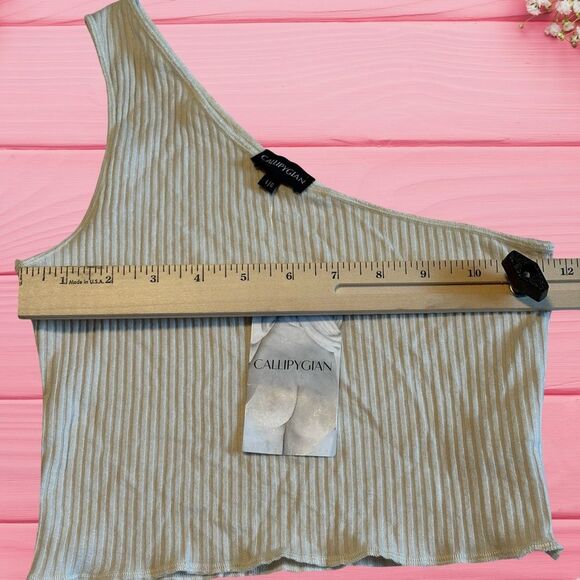 Callipygian Womens One Shoulder Cropped Tank Size Large NWT (VERY SMALL) Y2K - Picture 3 of 6